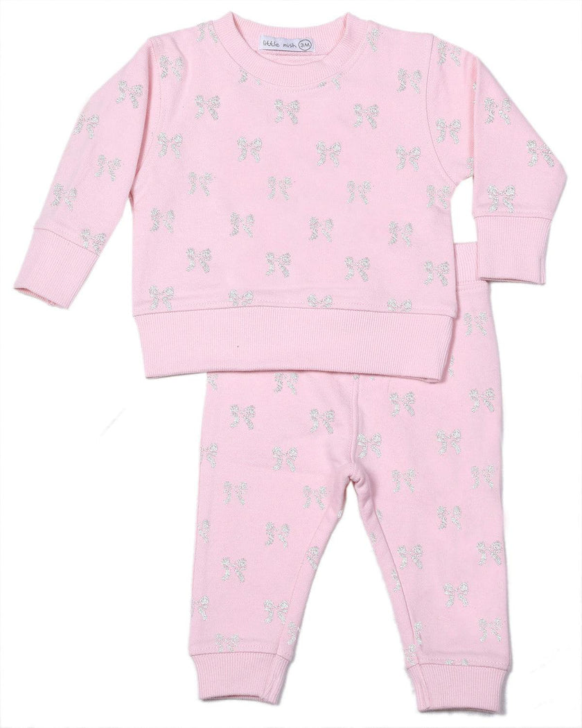 Baby All-Over Glitter Bows Set - Pink