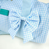 Blue Gingham Double Bow Duffle Bag