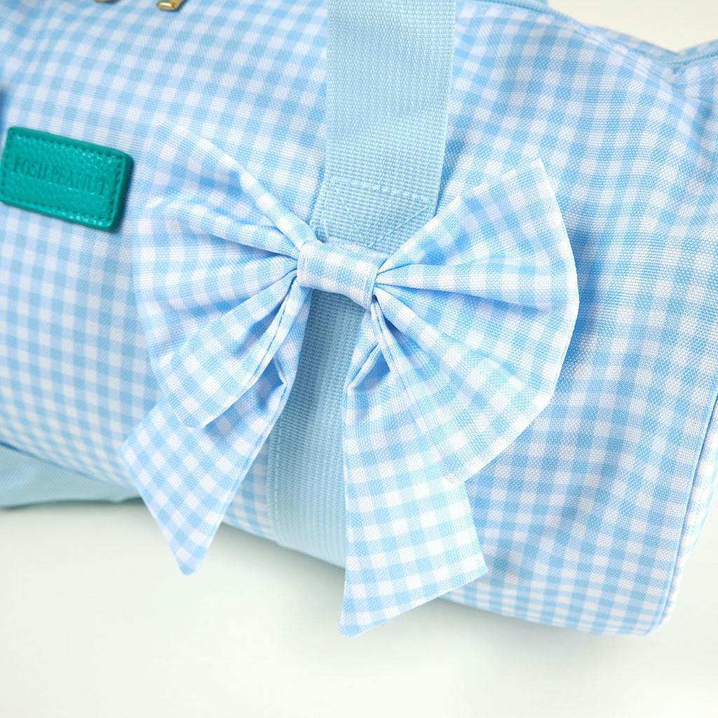 Blue Gingham Double Bow Duffle Bag