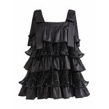 Black Bellamy Ruffle Sequin Dress