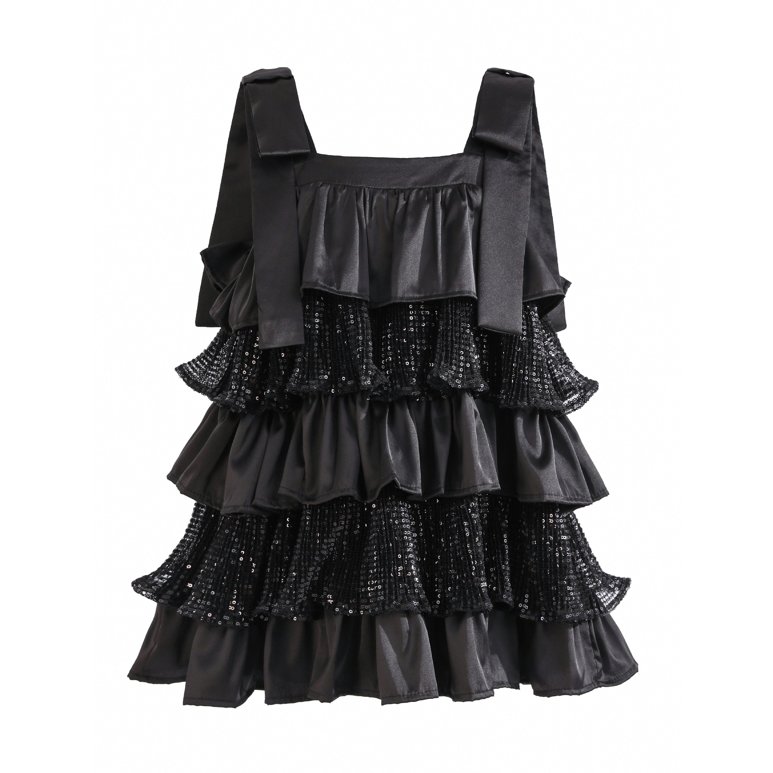 Black Bellamy Ruffle Sequin Dress