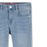 Blue Cuffed Straight Trousers