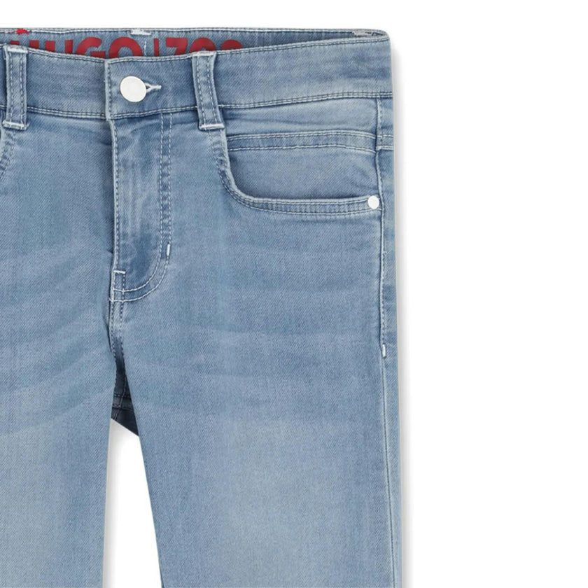 Blue Cuffed Straight Trousers