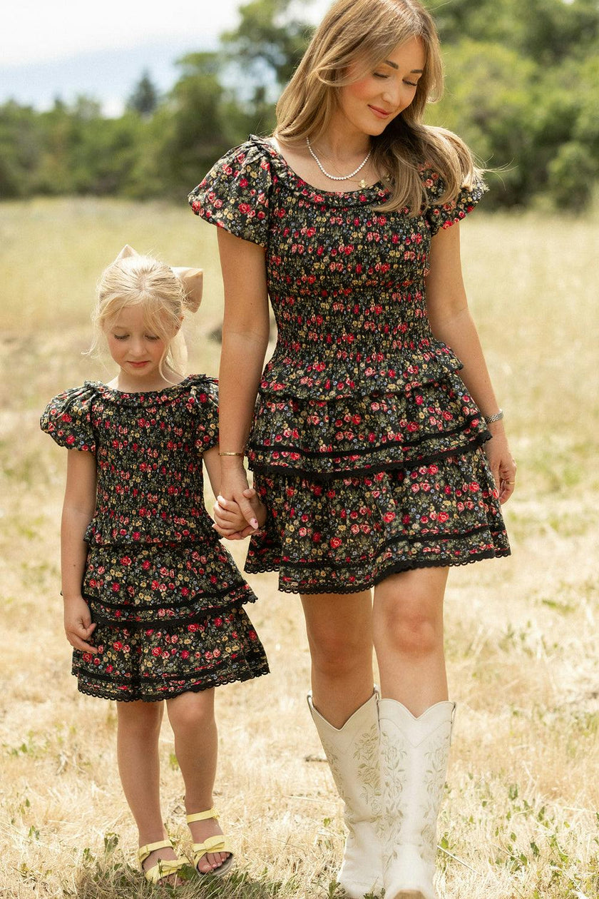 Annalise Skirt in Obsidian Vintage Poppies