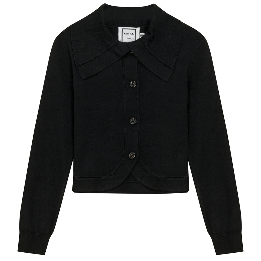 Cropped Knit Collar Cardigan