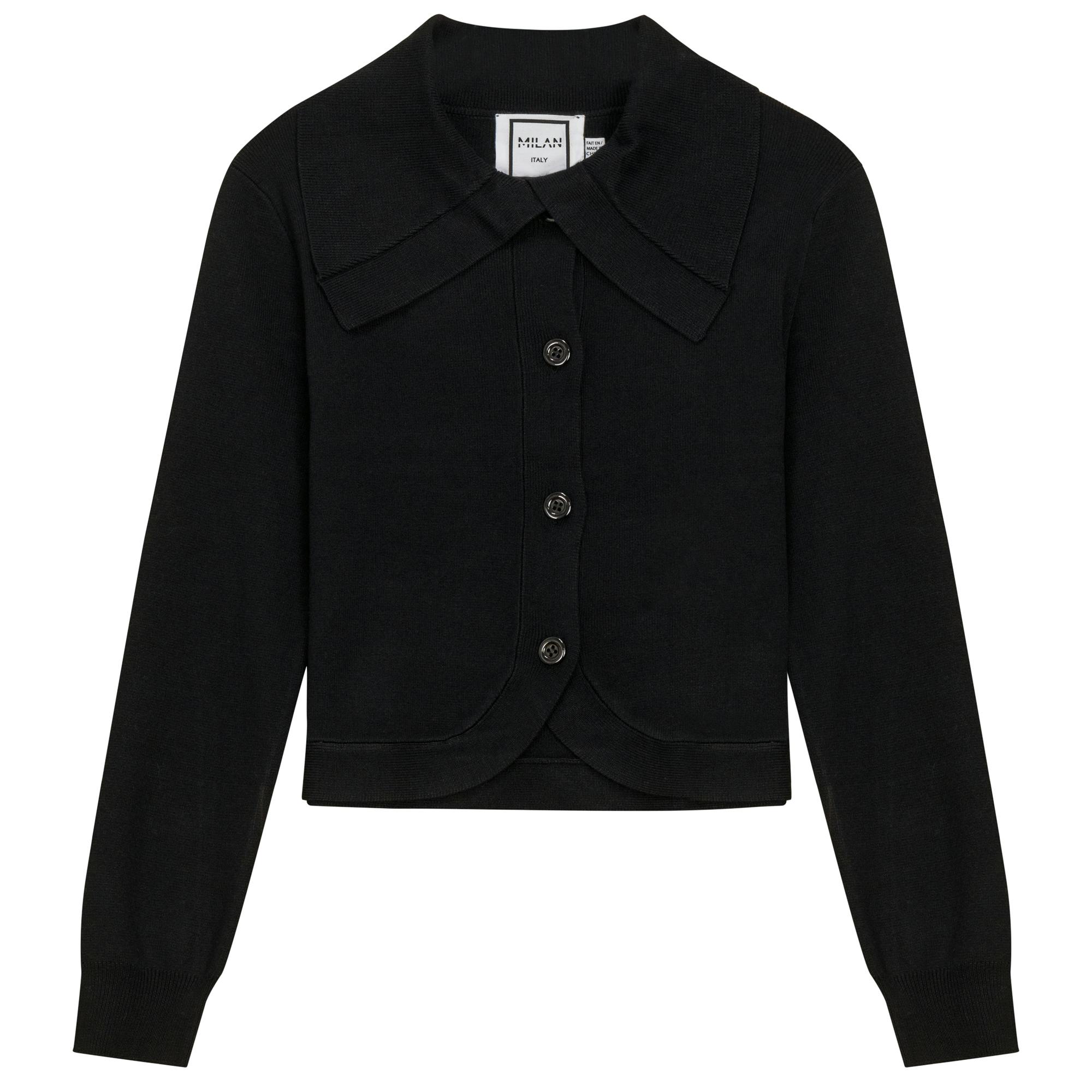 Cropped Knit Collar Cardigan