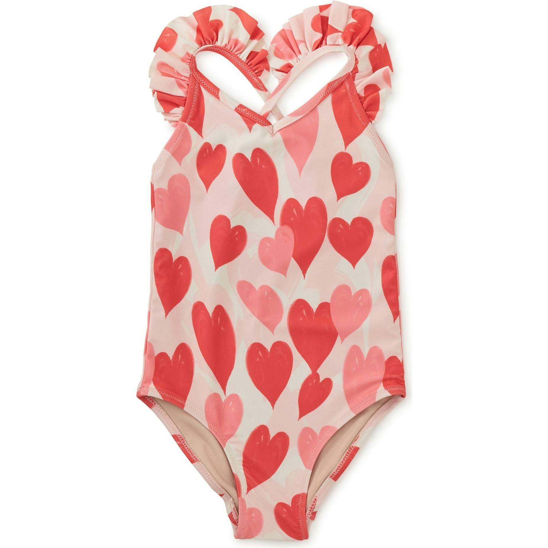 Ruffle One-Piece Swimsuit, Red