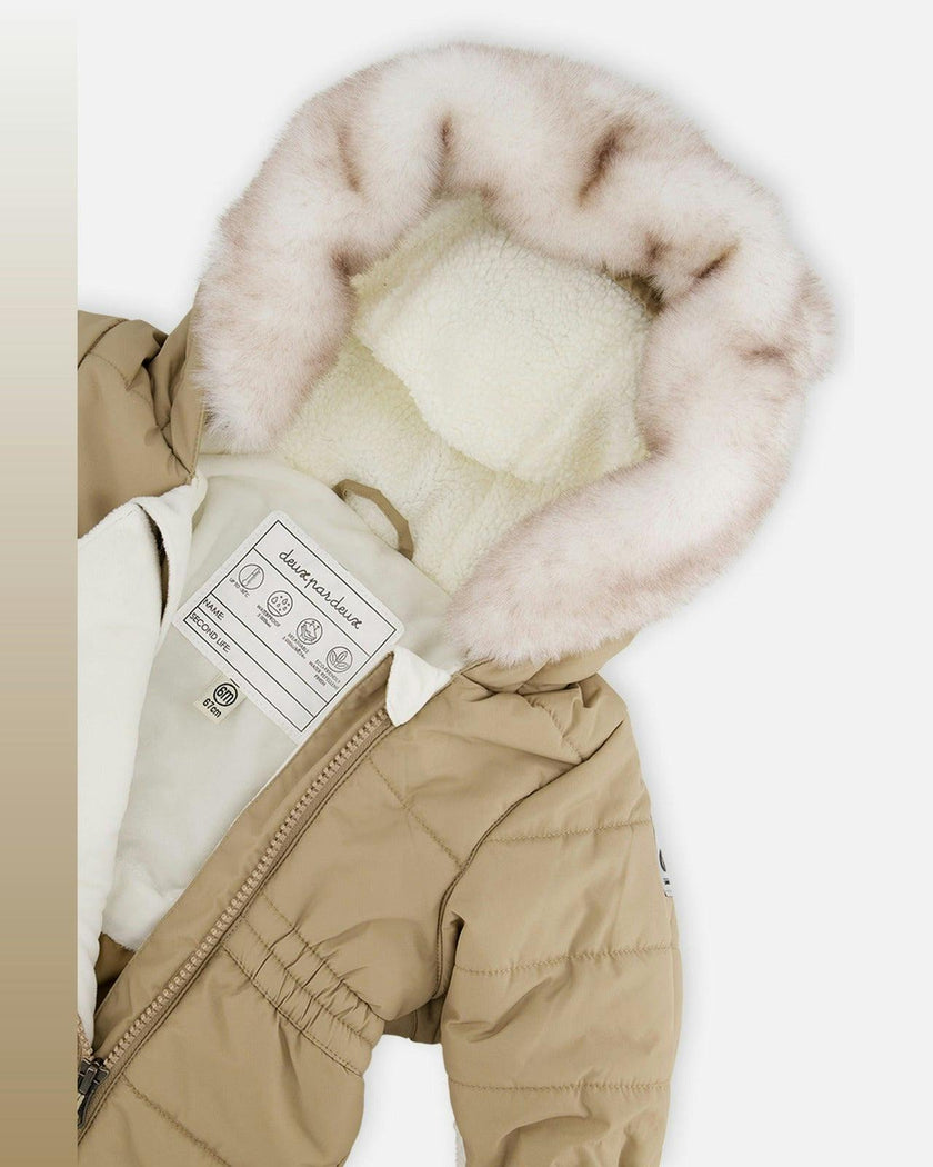 Baby One Piece Snowsuit For Car Seats Taupe
