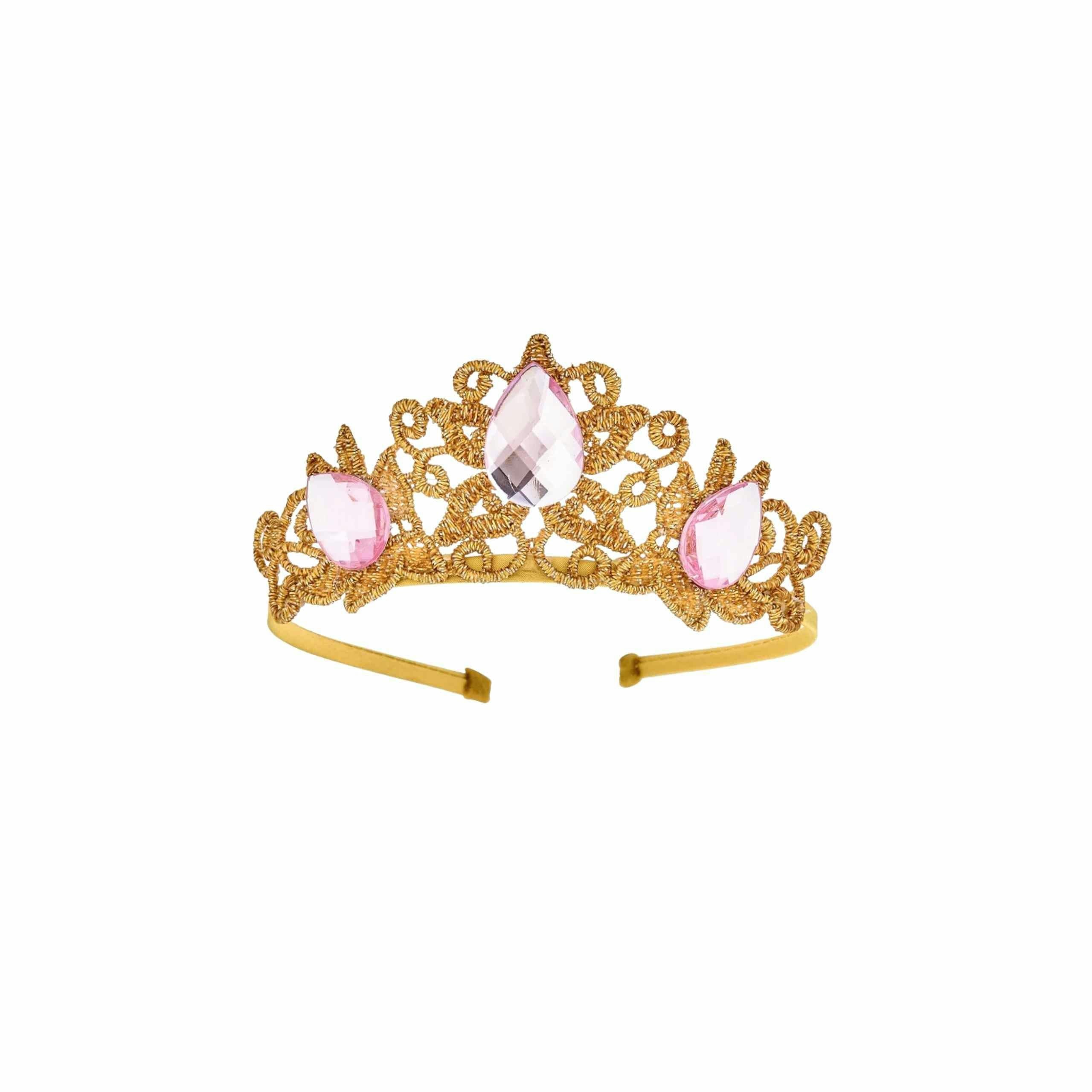 Golden Starlight Princess Crown & Wand Set - Pink & Gold