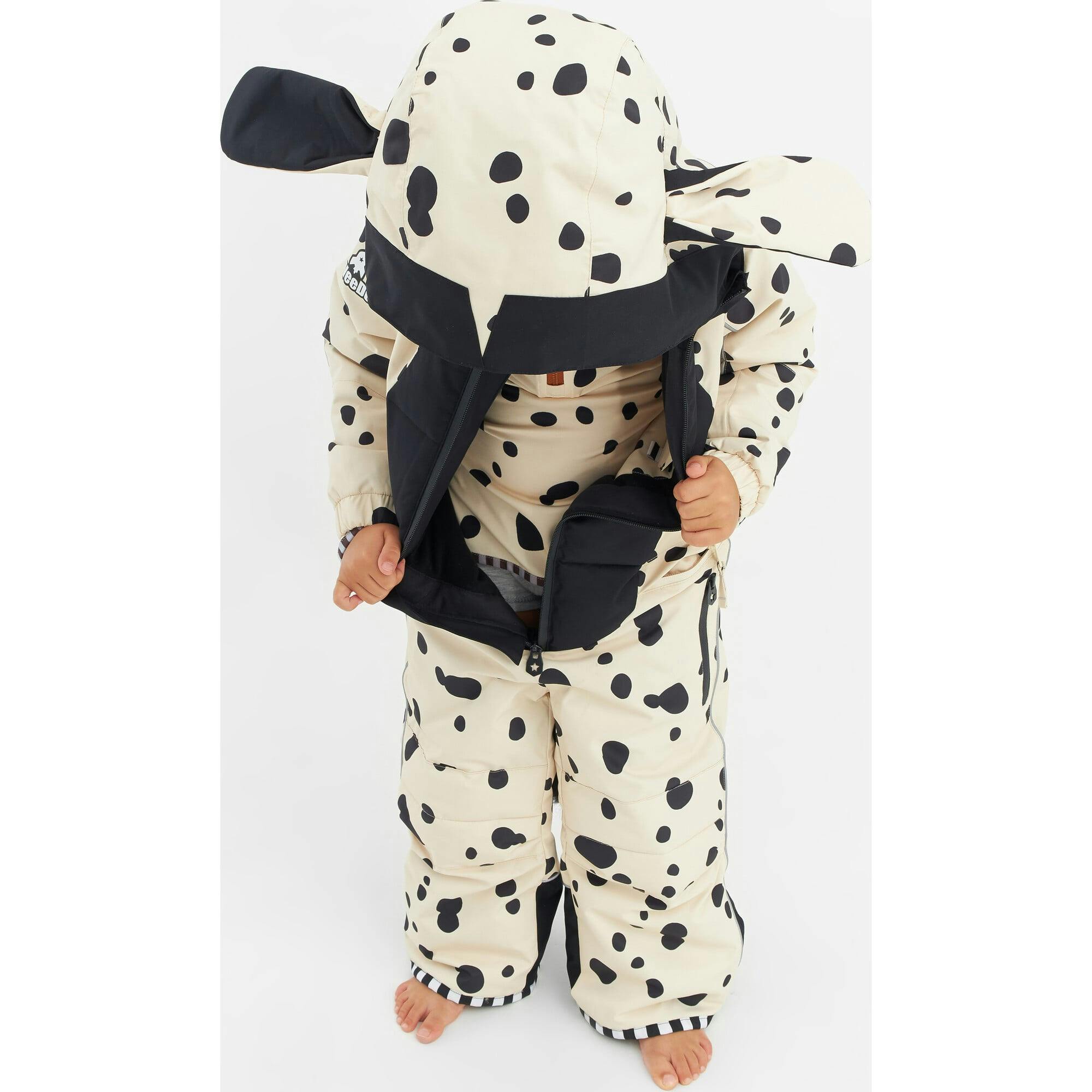 Puppydo Adjustable Hood Waterproof Zipper Snowsuit, Beige