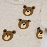 Teddy Face Print Pocket Onesie