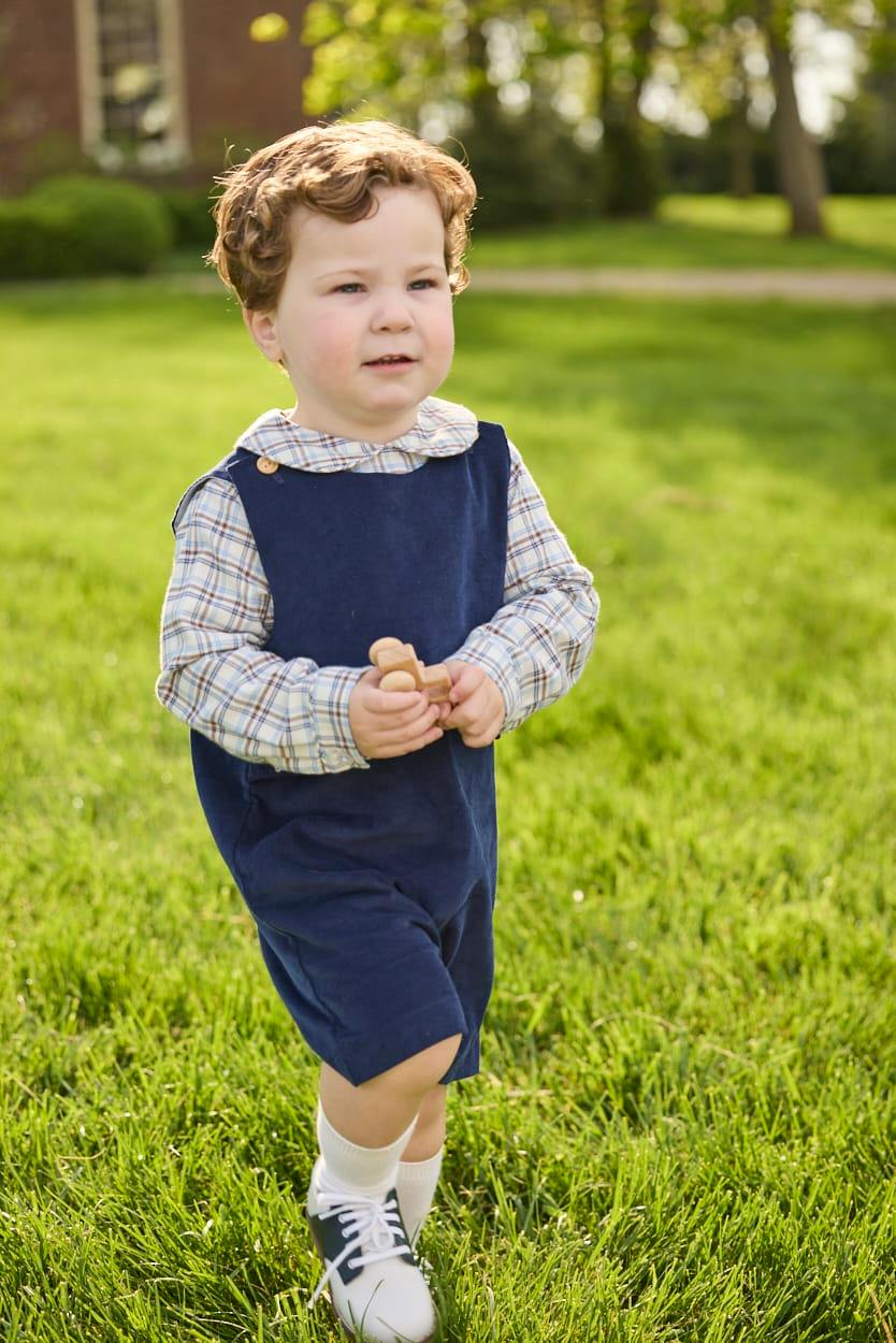 Button Tab John John - Navy Corduroy
