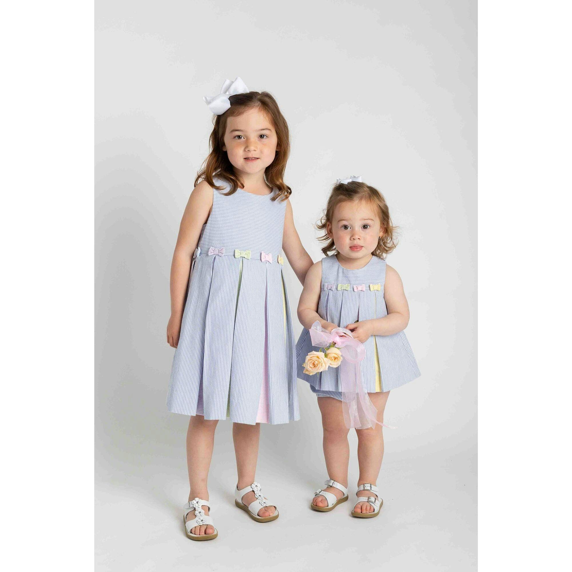 Multicolor Seersucker Dress & Bloomer