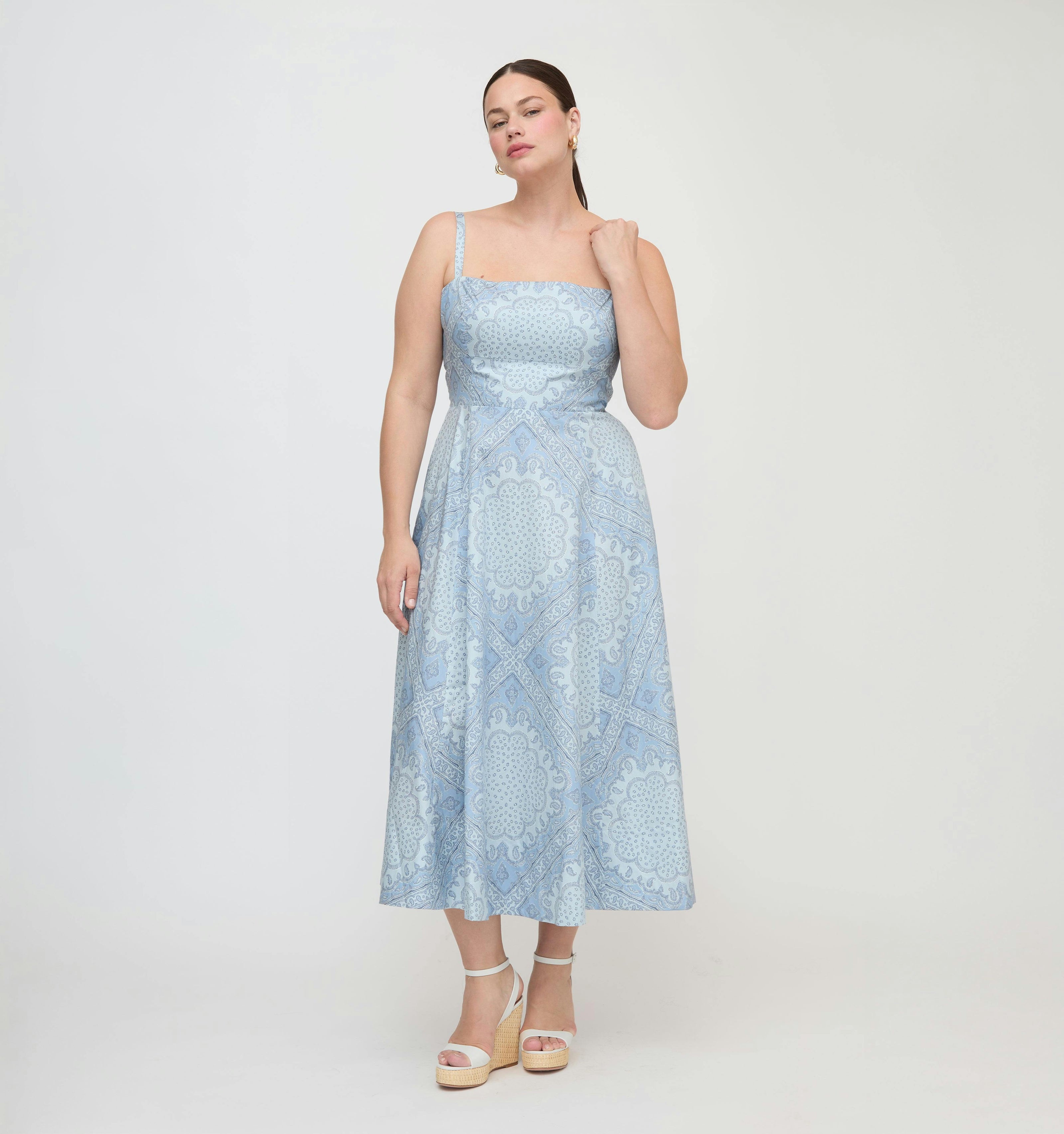 The Margot Dress - Dusty Blue Paisley Scarf