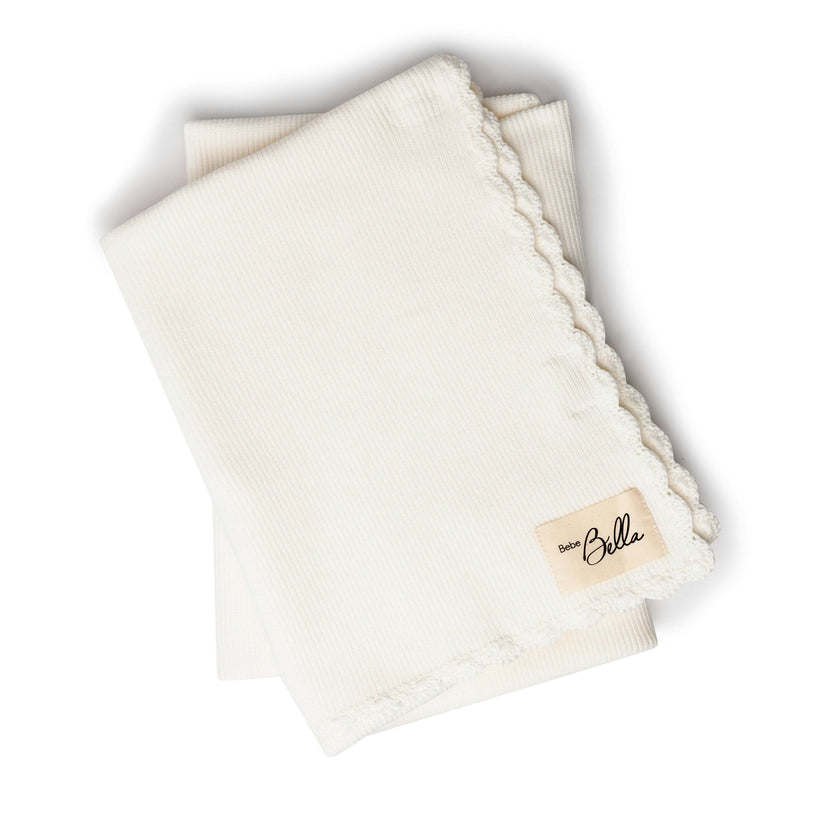 Crochet Trim Blanket White