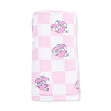 Heart Tattoo Check Pink - Swaddle Blanket