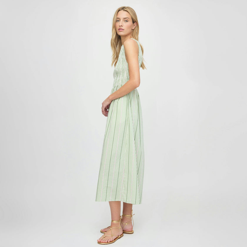 The Cosima Nap Dress - Green Jacquard Stripe