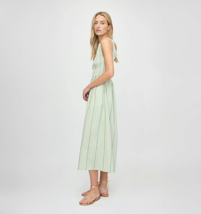 The Cosima Nap Dress - Green Jacquard Stripe