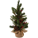 24-inch Red Berries and Pinecones Tree