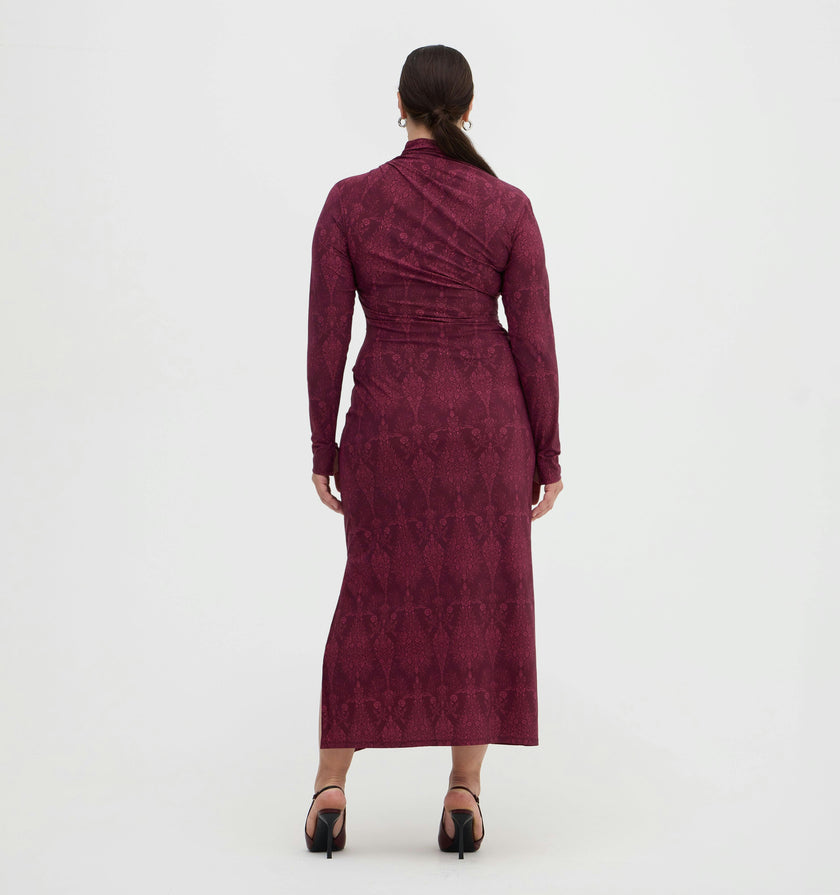 The Rizzo Dress - Plum Damask