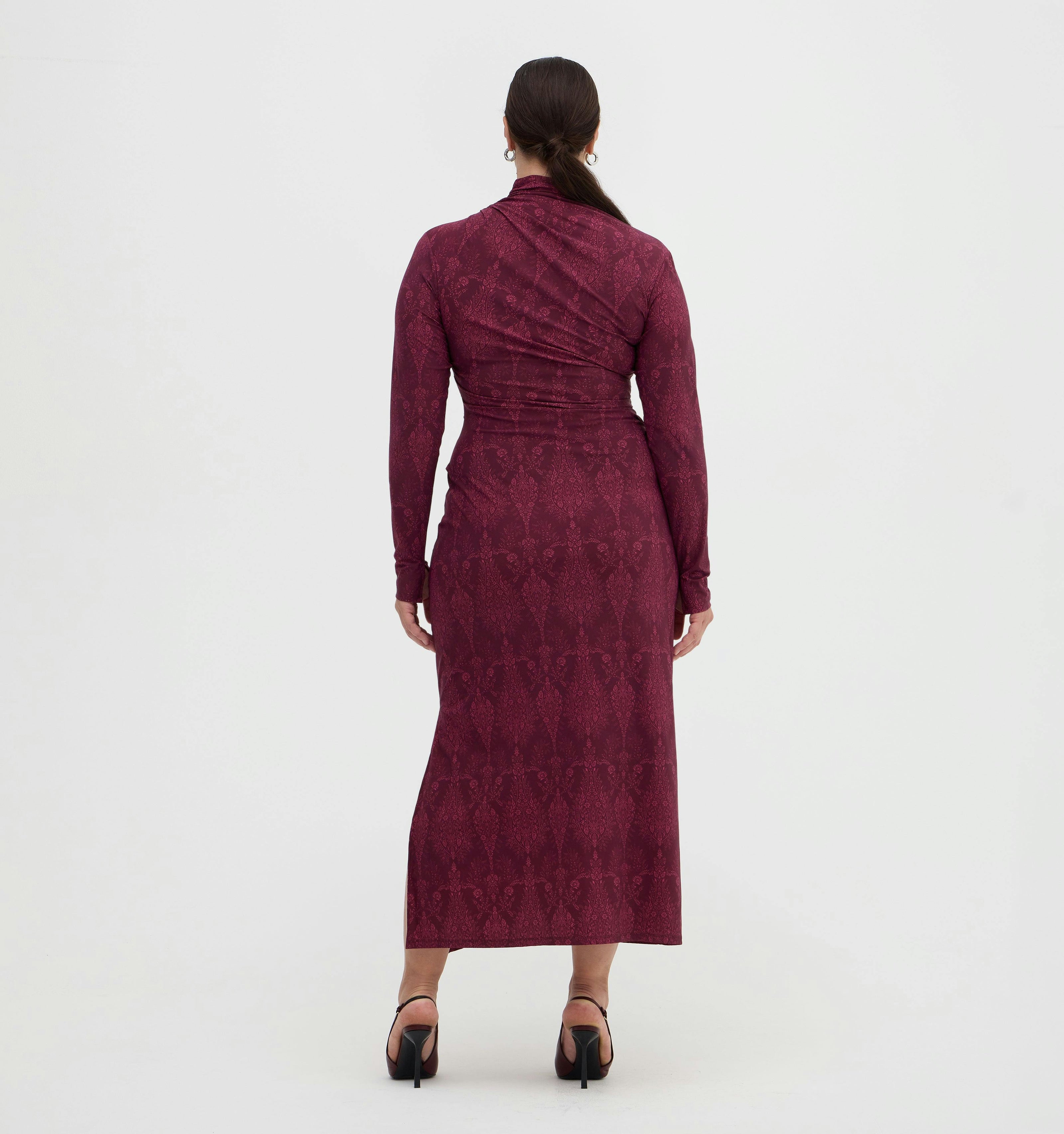 The Rizzo Dress - Plum Damask