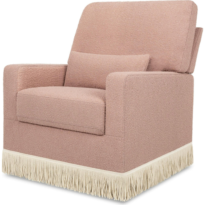Crawford Boucle With Tassel Fringe Pillowback Comfort Swivel Glider