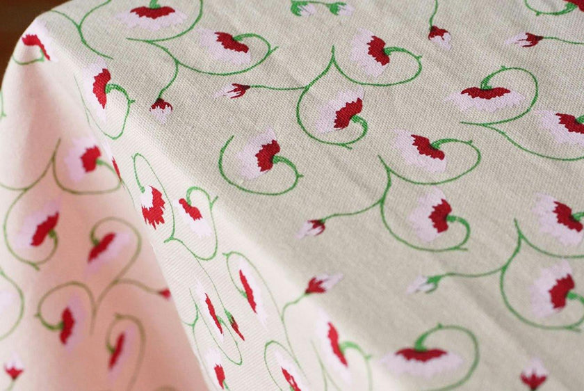 La Leccia Floral Cotton Tablecloth – Light Pink