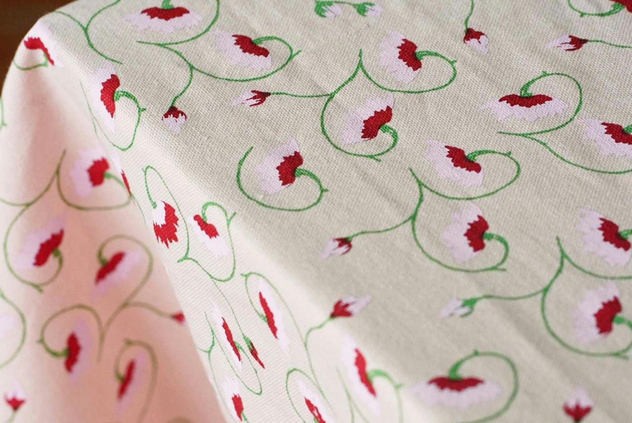 La Leccia Floral Cotton Tablecloth – Light Pink