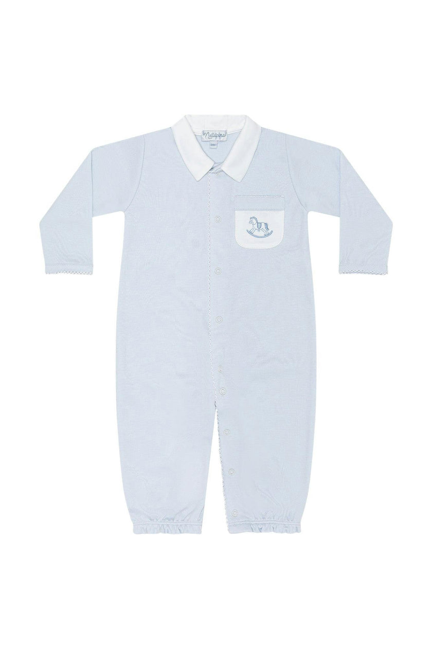 Blue Rocking Horse Embroidered Converter Gown