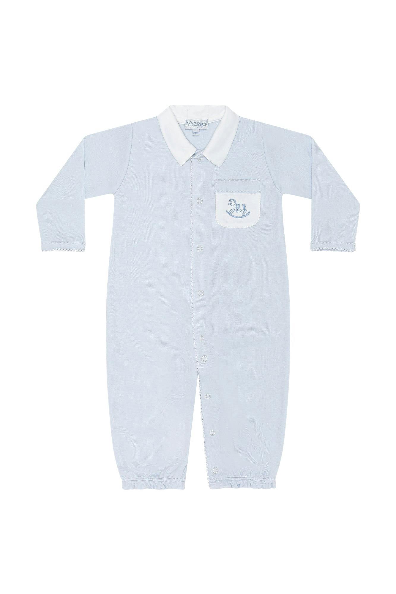 Blue Rocking Horse Embroidered Converter Gown
