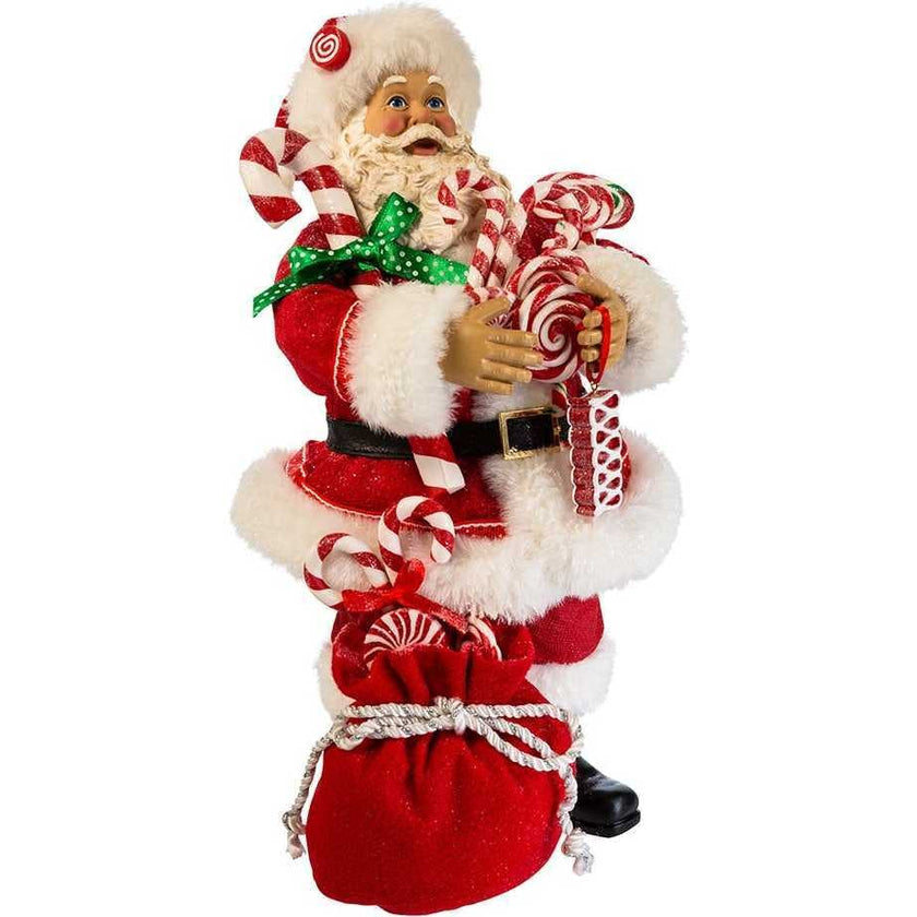 10.5-Inch Fabriché Santa With Christmas Candy and Bag