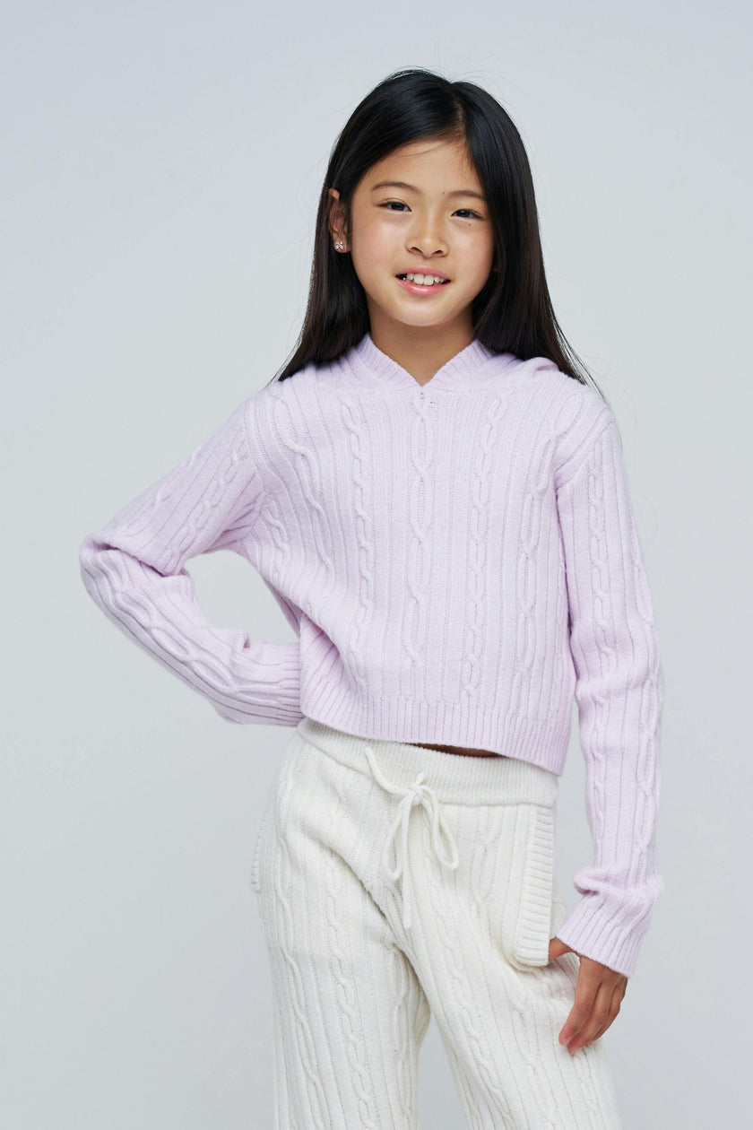 Cable Knit Cropped Hoodie