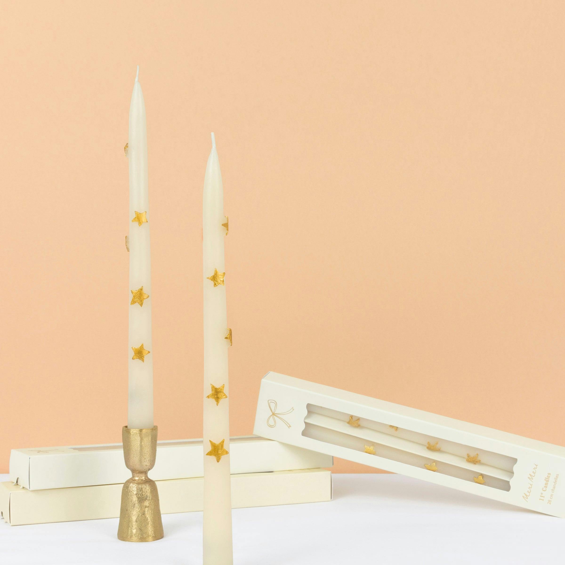 Gold Star Taper Candles