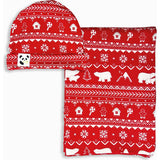 Polar Isle Red Bamboo Swaddle & Beanie Set