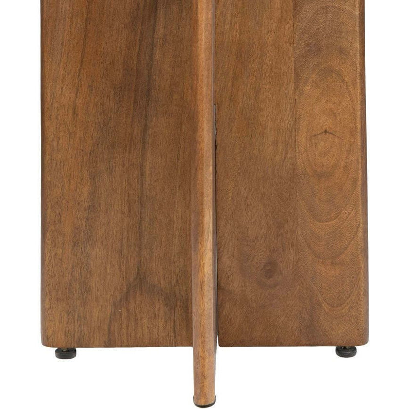 Naomi 18" Rustic Minimalist Marble/Wood X-Base Accent Table