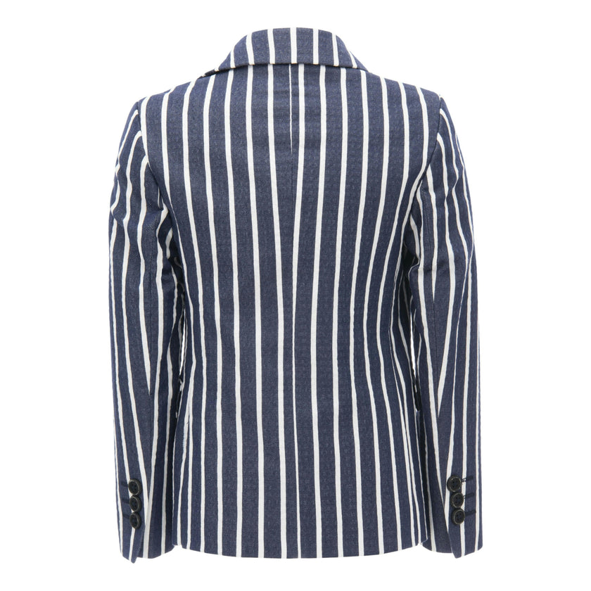 Navy Striped Embroidered Blazer