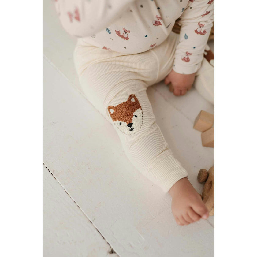 Baby Girl Patch Ribbed Leggings