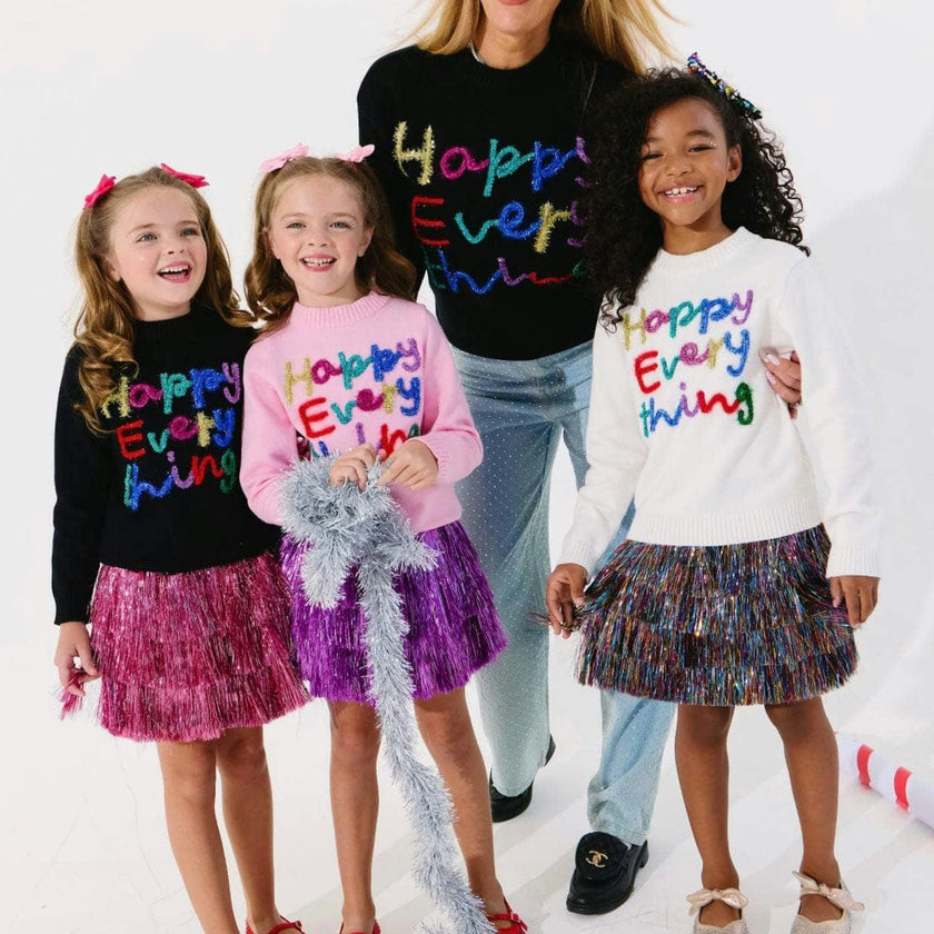 Women's Happy Everything Tinsel Sweater Black