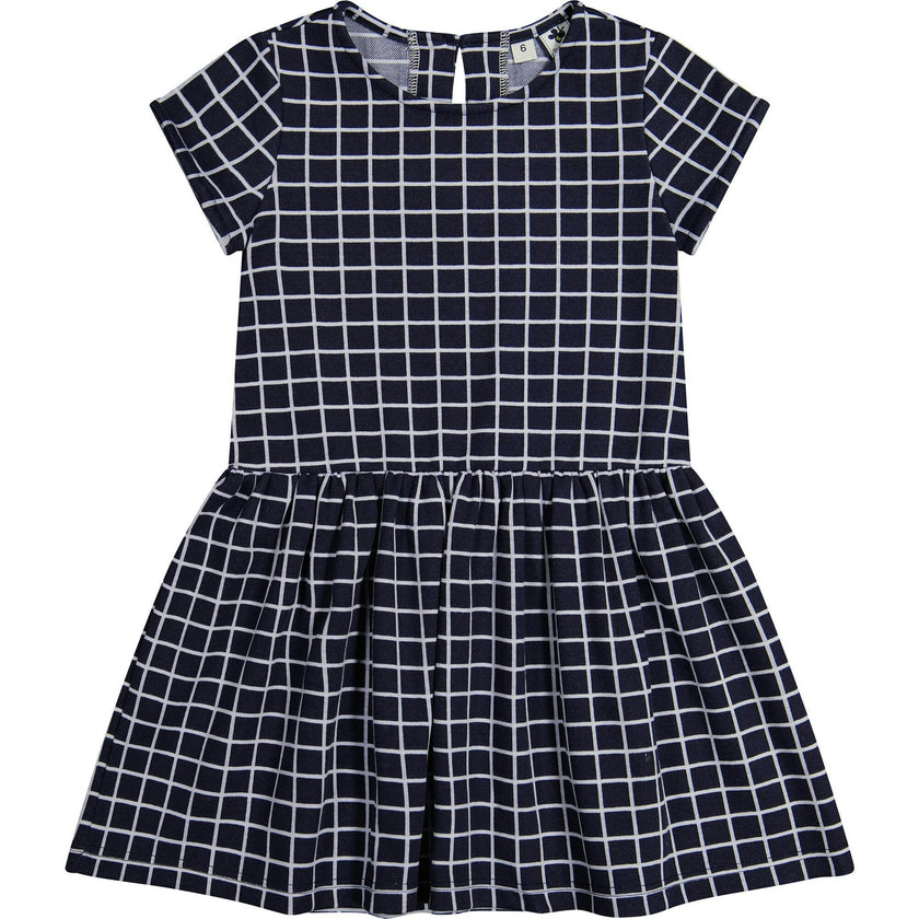 Palmer Windowpane Checkered Drop Waist Dress, Navy