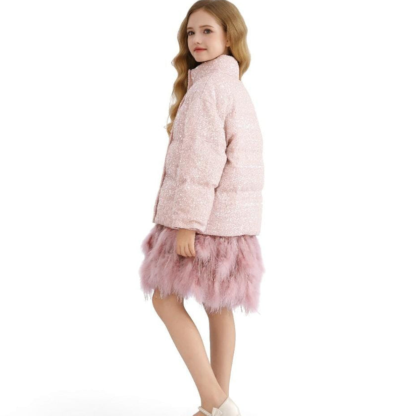 Pink Glitter Puffer Jacket