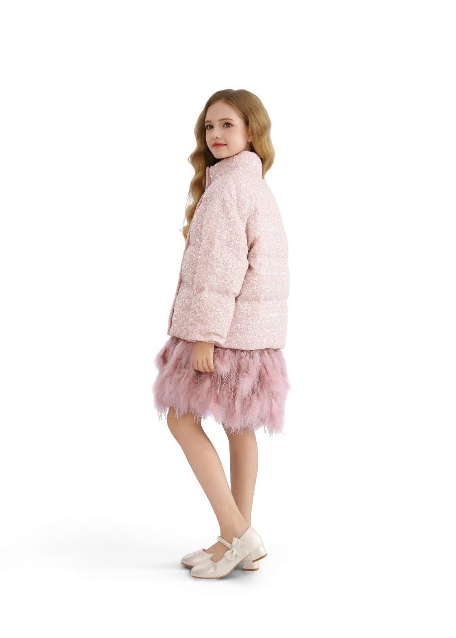Pink Glitter Puffer Jacket