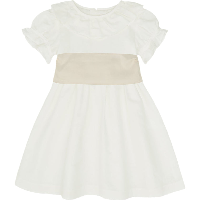 Vega Ceremony Dress with Silk Sash, Cream