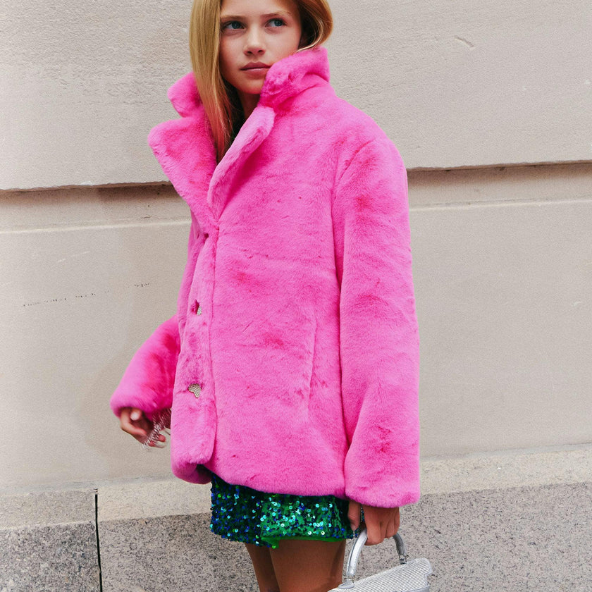 Elle Crystal Faux Fur Coat
