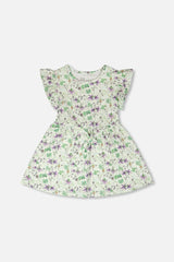 Jersey Dress Green Printed Flowers