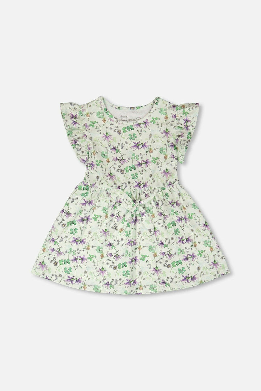 Jersey Dress Green Printed Flowers