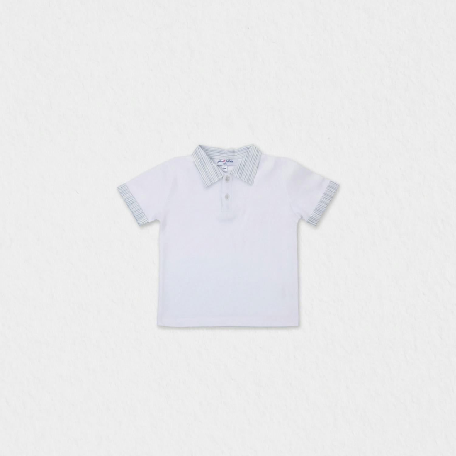 Brandan Baby Polo SS , White Blue Stripe