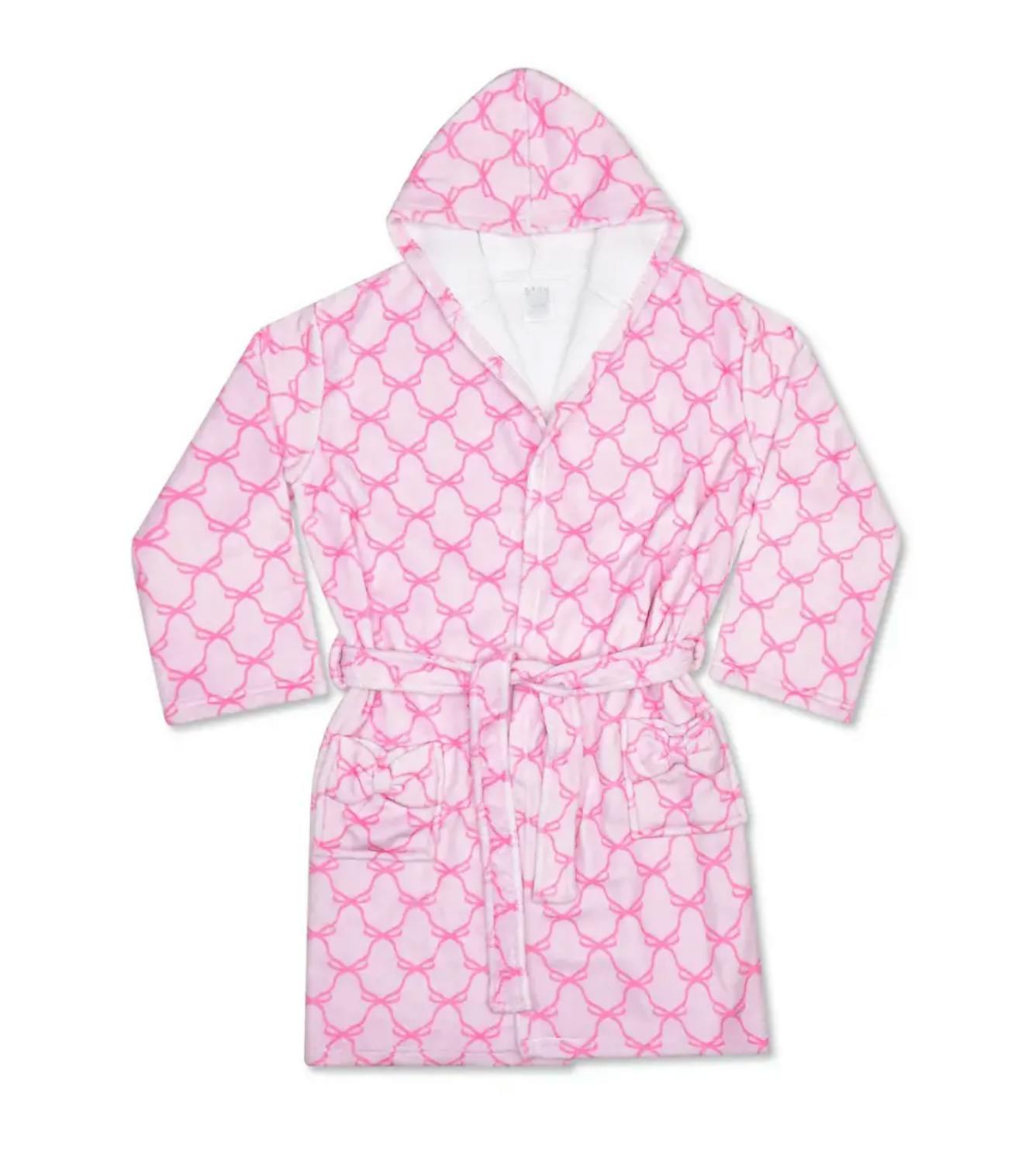 Sweet Trellis Bow Hooded Plush Robe