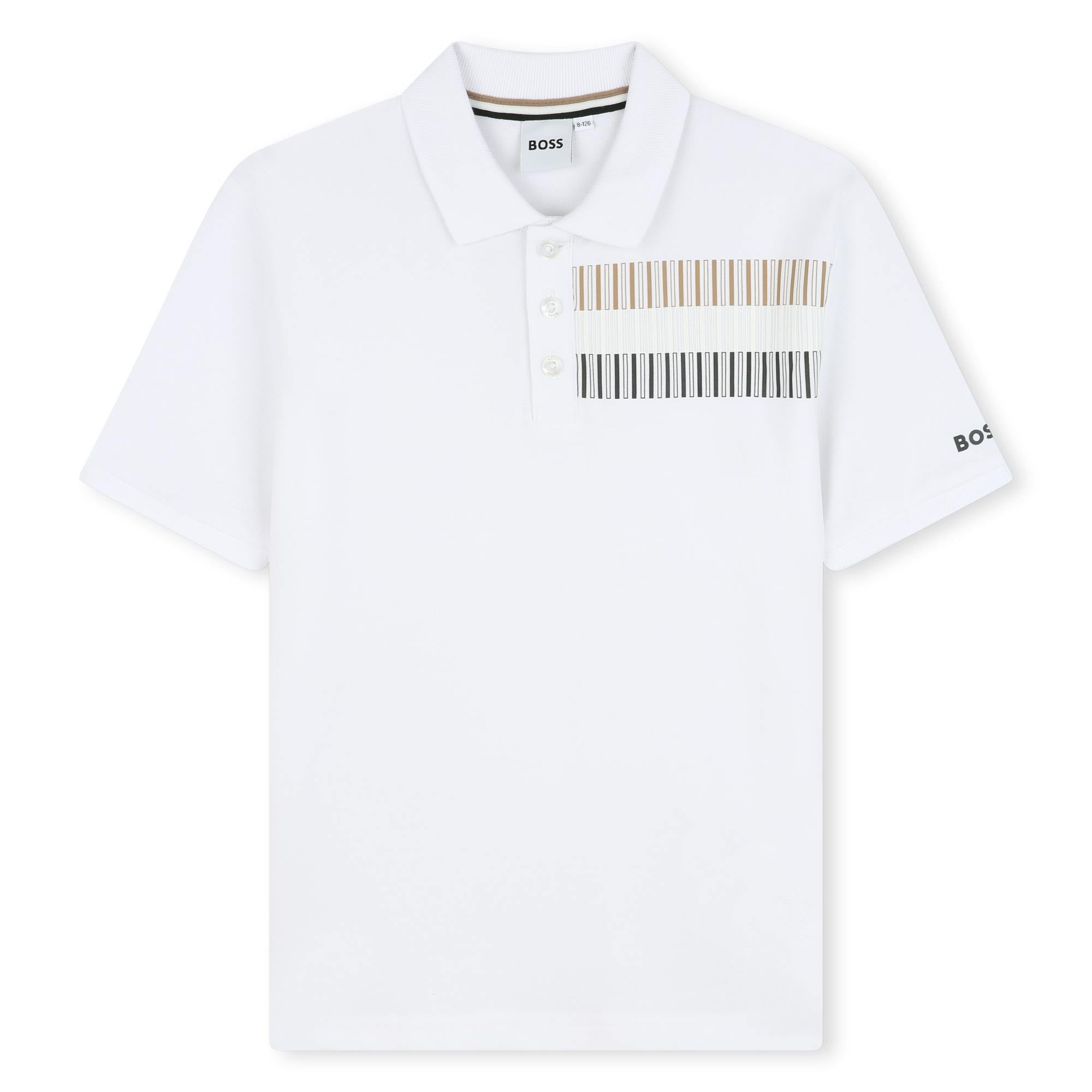 White Short Sleeve Block Polo