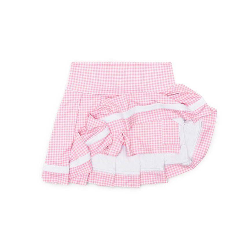 Trinity Tennis Skirt in Pink Sand Gingham