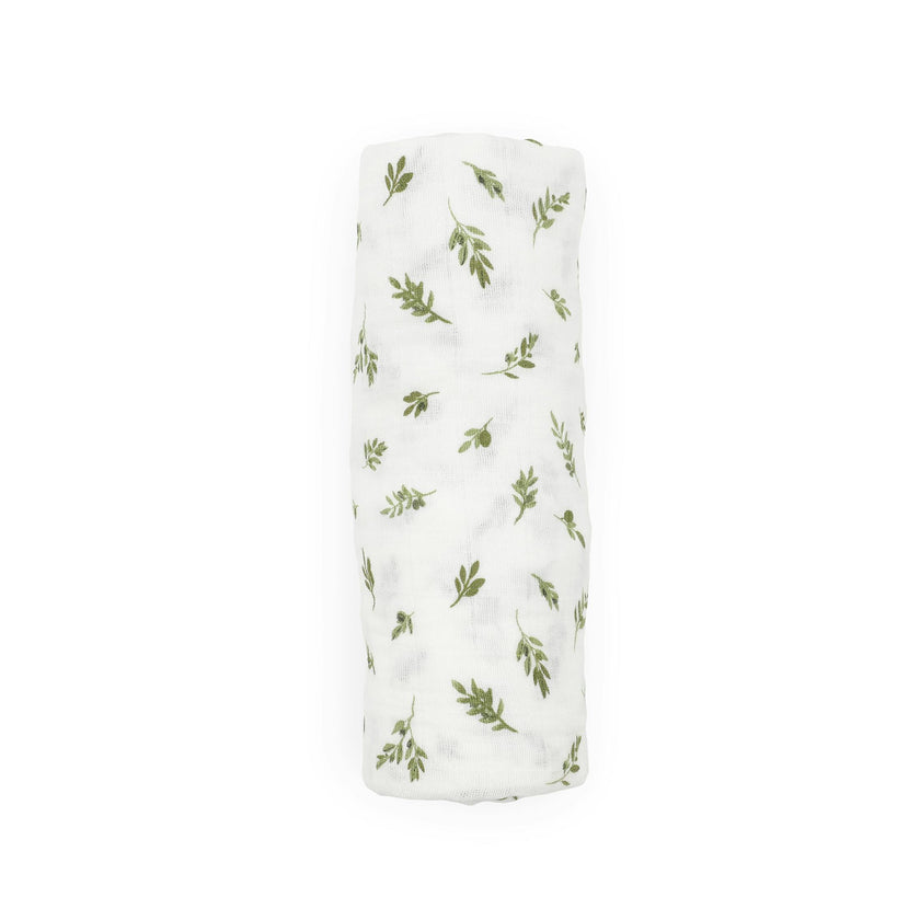 Organic Cotton Muslin Swaddle Blanket - Olive Branch